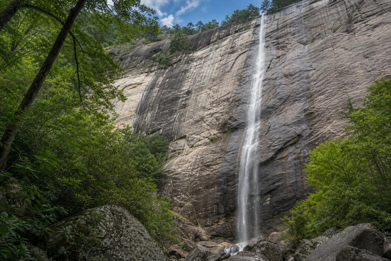 Hickory Nut Falls the boulder field at the base, where the last of the mohicans ledge scene was filmed