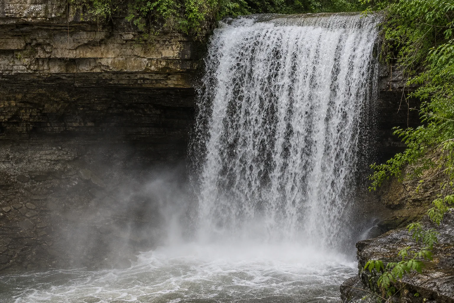 Minnehaha Falls water and rock detail