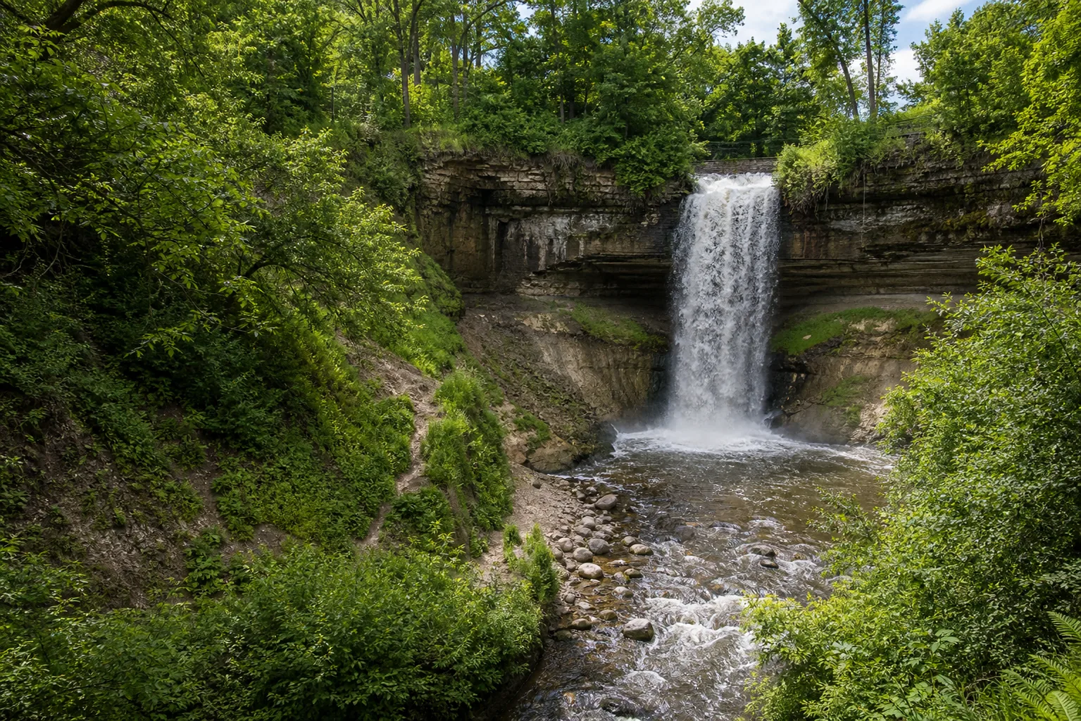 Minnehaha Falls wide setting view