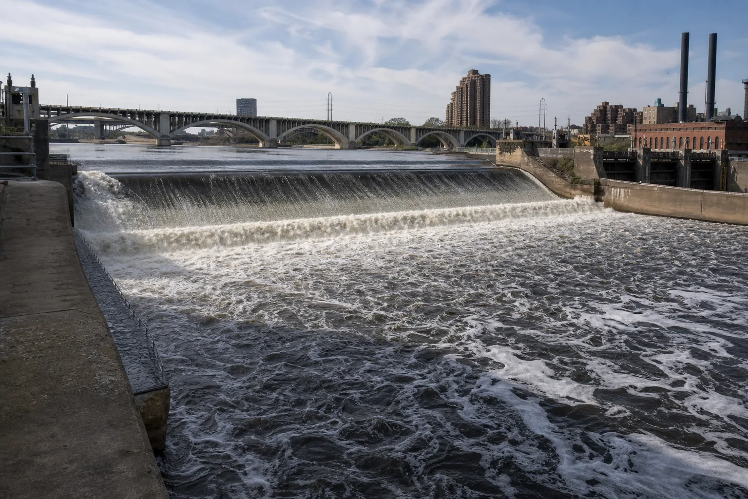 St. Anthony Falls base and water force