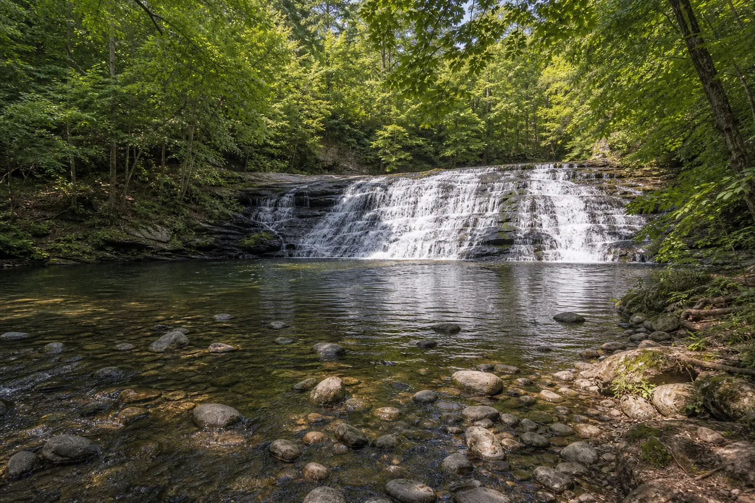 Wadsworth Falls State Park wide setting view